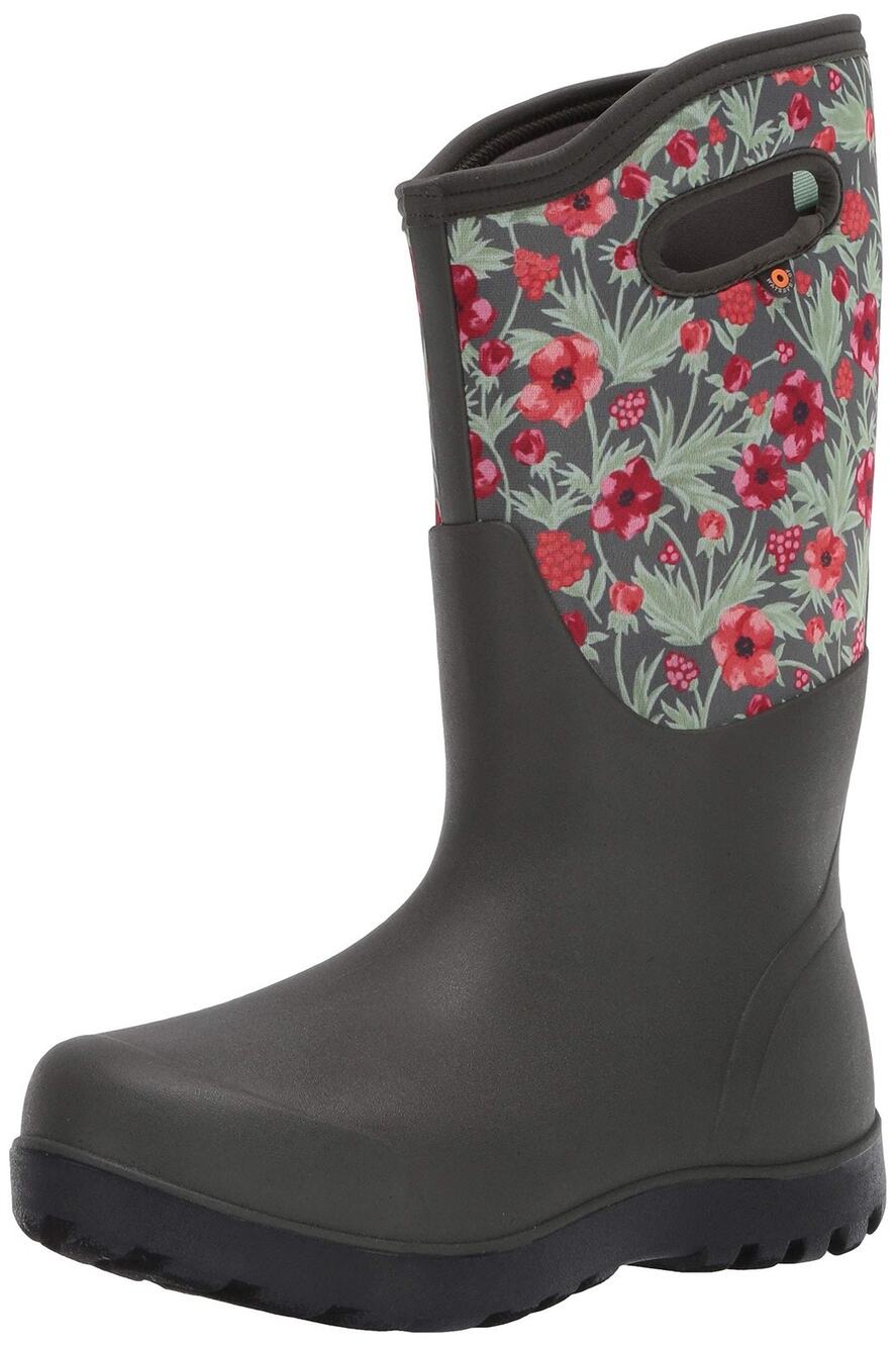 BOGS WOMENS NEO CLASSIC TALL WATERPROOF,VINE FLORAL PRINT - DARK GREEN,8 M US